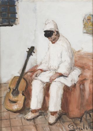 Gaetano Bocchetti (Napoli, 1888 - 1990) Pulcinella olio su tela, cm 40x30...