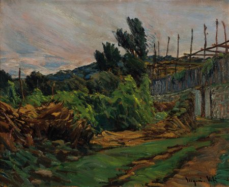 Eugenio Viti (Napoli, 1881-1952) Campagna olio su cartone, cm 40x50 firmato...