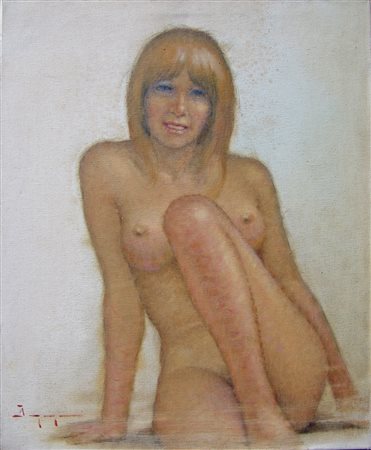 Giuseppe Ingegneri "Modella seduta" 1978 olio su tela cm 70x50 Prov.Galleria...