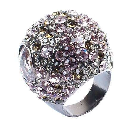 ANELLO COCKTAIL MULTICOLOR IN METALLO E STRASS A METAL AND RHINESTONE...