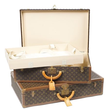 LOUIS VUITTON, COPPIA DI VALIGIE VINTAGE modello Alzer 70 e 80 tela monogram...