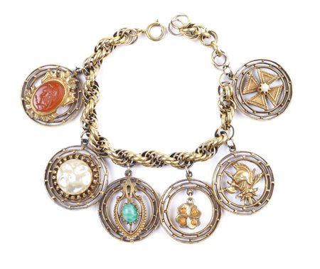 BRACCIALE CHARMS BIJOU VINTAGE in metallo dorato e pietre A BIJOU VINTAGE...