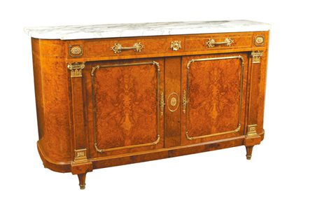 CREDENZA IN RADICA DI TUIA Francia, fine del XIX Sec. piano sagomato in...