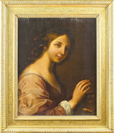 SCUOLA BOLOGNESE XVIII Sec. "Allegoria della pittura", olio su tela, entro...