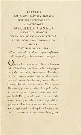 Beccaria, Giambattista Al Signor Conte Cotti di Brusasco per la laurea in...