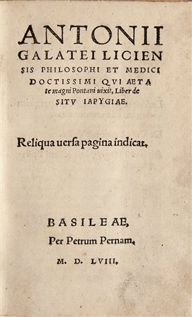 De Ferraris, Antonio [Galateo] Antonii Galatei Liciensis... Liber de situ...