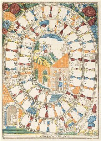 Gioco Il vero gioco dell'oca Xilografia con coloritura coeva, A. Cecconi,...