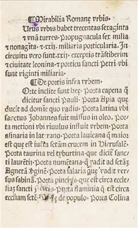 Incunabolo - Mirabilia Romae Mirabilia Romane Vrbis S.n.t. [Roma, Stephan...