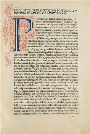 Incunabolo - Orosius, Paulus Historiae adversos paganos [Vicenza], Leonardus...