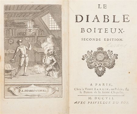 Lesage, Alain - René Le Diable boiteux Parigi, Vedova Barbin, 1707. In 8°....