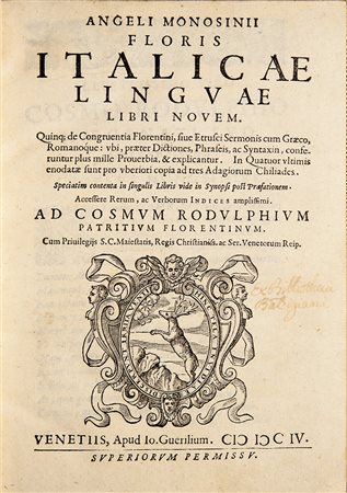 Lingua italiana - Monosini, Angelo Floris italicae linguae libri novem...