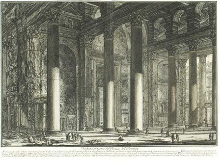 Piranesi, Giovanni Battista Veduta interna del Pronao del Panteon Acquaforte,...