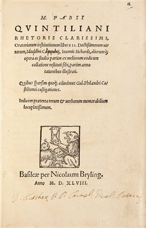 Quintiliano, Marco Fabio M. Fabii Quintiliani rhetoris clarissimi oratoriarum...