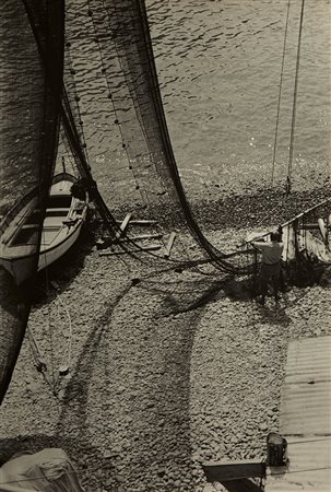 Osvaldo Giachetti (1902-1979) Reti a San Fruttuoso, ca. 1940 Stampa vintage...