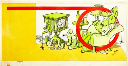 Benito Jacovitti "Pubblicità telecomando tv", primianni '60 china e...