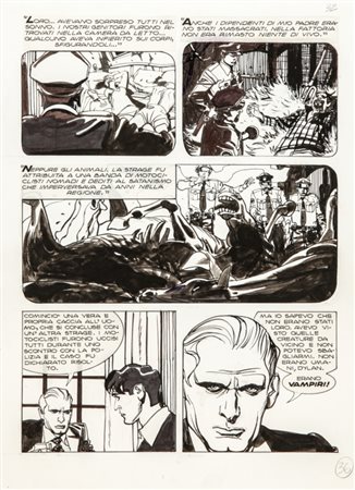 Nicola Mari "Dylan Dog - Notti di caccia", 2001 matita e china su cartoncino,...