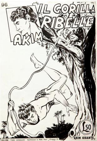 Augusto Pedrazza "Akim - Il gorilla ribelle", 1956 matita e china su...