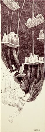 Giovanni Robustelli "Alice - La caduta nel pozzo", 2009 biro su cartoncino,...