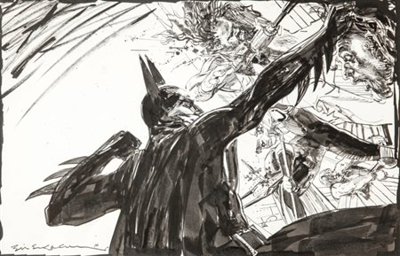 Bill Sienkiewicz "Batman", 2010 matita e china su cartoncino, 43 x 28 cm...