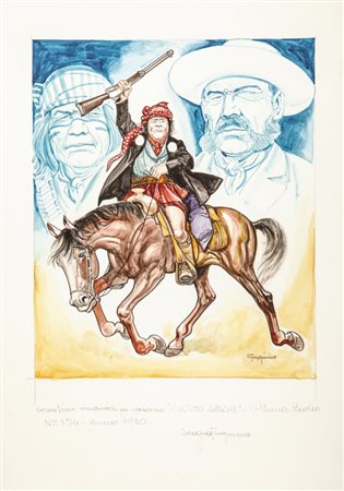 Sergio Tarquinio "Storia del West - L'ultimo apache", 1980 matita e...