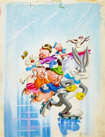 Studio Cenisio "Bugs Bunny presenta Silvestro", 1974 tempera su cartoncino,...