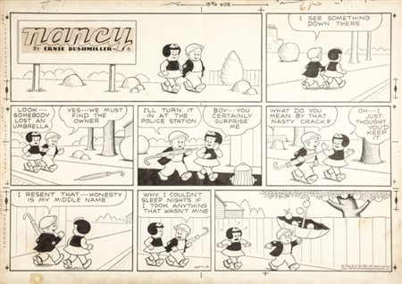 Ernie Bushmiller "Nancy", 1957 china su cartoncino, 61 x 43,5 cm Tavola...