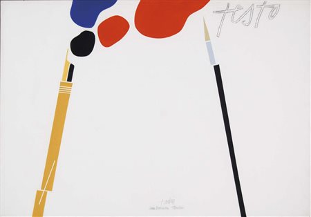 TADINI EMILIO Milano 1927 - 2002 Testo 1976 acrilici e collage si cartone...