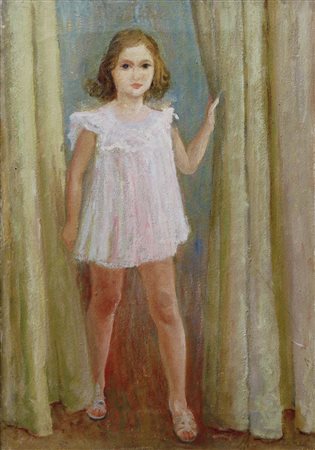 CARRARO MARIO Mestre 1896 - 1978 Bambina 1935 olio su tela 57x40 cm firma e...