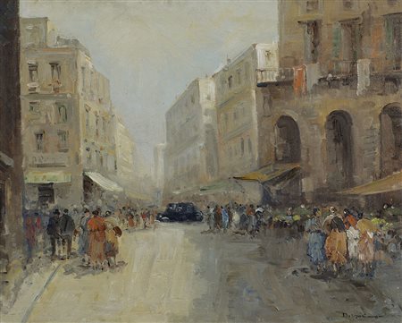 DI MARINO FRANCESCO Napoli 1892 - Salerno 1954Vecchia Napoliolio su tela cm....