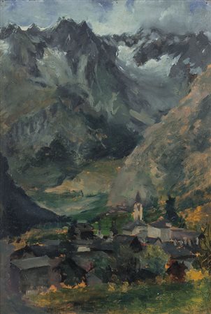 PITTORE DEL XX SECOLO Paesaggio montanoolio su tavola cm. 48x32,2.