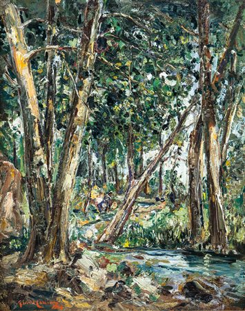 CASCIARO GUIDO Napoli 1900 - 1963Sottobosco, 1944olio su tavola cm. 31x24,5;...