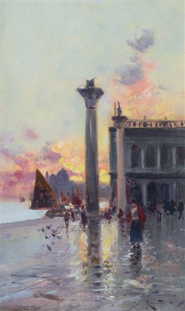 RICCIARDI OSCAR Napoli 24/02/1864 - 1935Venezia, colonne di San Marcoolio su...