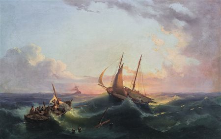 FERGOLA SALVATORE Napoli 1799 - 01/03/1874Mare in tempesta, 1861olio su tela...