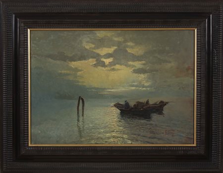 VERNI ARTURO (1891 - 1960) Marina a Venezia. Olio su tavola. Cm 100,00 x...