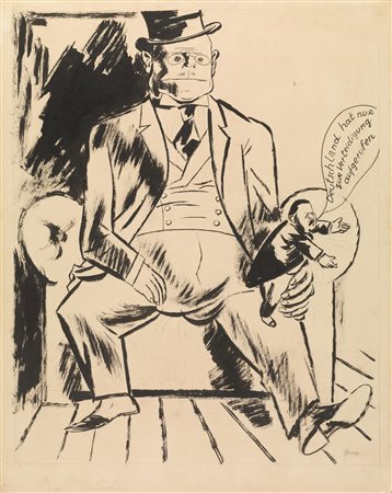 George Grosz (Berlino 1893 - 1959) FIGURA china su carta, cm 6 4, 5x5 1...