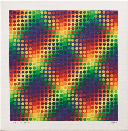 Julio Le Parc (Mendoza 1928) SERIE 31 D n. 10 a crilico su tela, cm 25x25...