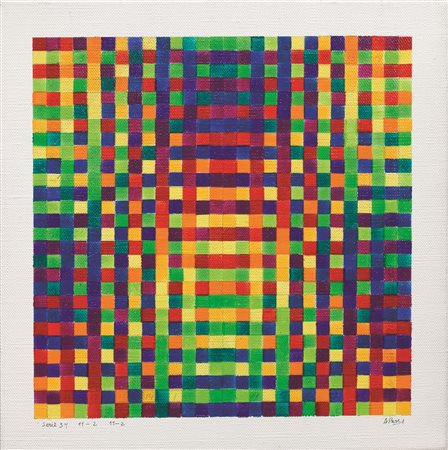 Julio Le Parc (Mendoza 1928) SERIE 34 11-2 11-2 acrilico su tela, cm 25x25...