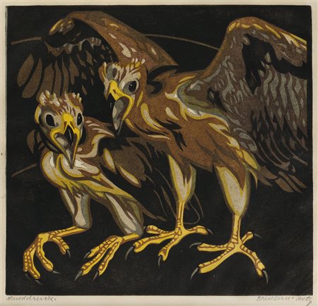 orbertine Bresslern-Roth Graz 1891 - 1978 Junge Adler Stampa a colori su...