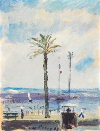 Filippo de Pisis Ferrara 1896 - Milano 1956 Cannes, 1932 ca. Olio su cartone,...