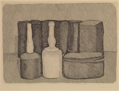 Giorgio Morandi Bologna 1890 - 1964 Natura morta con nove oggetti, 1954...