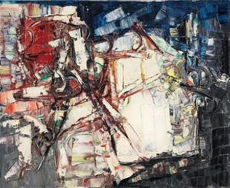 Jean Paul Riopelle Montreal 1923 - 2002 Épaves, 1962 Olio su tela, cm. 65x81...