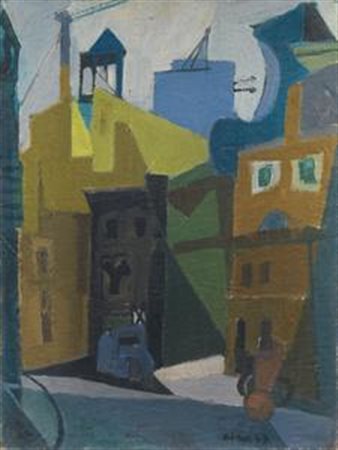 Afro Udine 1912 - Zurigo 1976 Strada di città, 1947 Olio su tela, cm. 40x30...