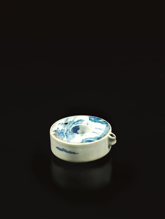 LANTERNA A OLIO ORIENTALE in porcellana bianca e blu, decorata con motivo di...
