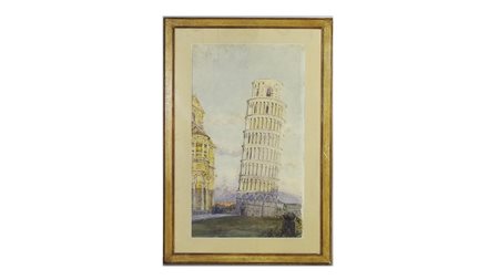 NICOLAS ANDROUTSOS (XIX-XX secolo) Veduta della Torre di Pisa 1899 acquerello...