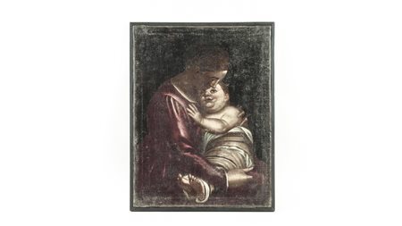 SCUOLA LOMBARDA DEL XVIII SECOLO MADONNA CON BAMBINO olio su tela, in cornice...