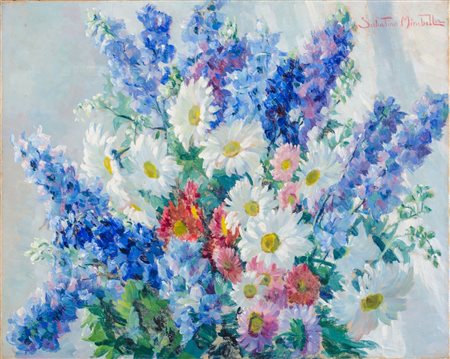 SABATINO MIRABELLA (Taormina 1902 - 1972) OLIO su tela "fiori", firmato in...