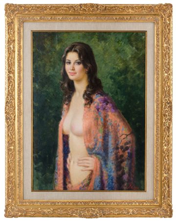 ANTONIO CUTINO (New York 1905 - Palermo 1984) OLIO su tela "figura femminile...