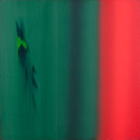 ENNIO FINZI (Venezia 1931) OLIO su tela "spazio percettivo in verde-rosso"...