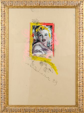 ENRICO MANERA (Asmara 1947) COLLAGE "omaggio a Marylin" firmato in basso (con...