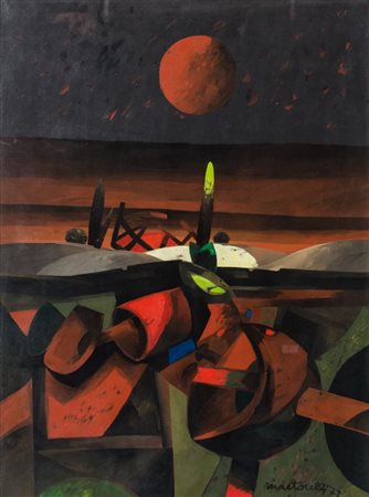 GIGI MARTORELLI (Palermo 1936) OLIO su tela "luna rossa", firmato in basso a...